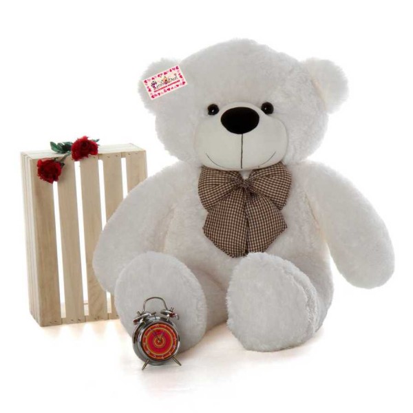 4 Feet White Big Teddy Bear with a Bow